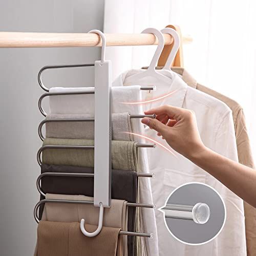 Stainless Steel 5 in 1 Foldable Clothes Hanger – Space Saving Multi-Layer Closet Organizer